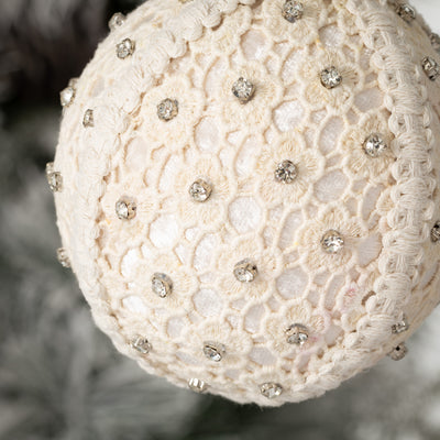 White Lace Ball Ornament  | Putti Christmas Decorations