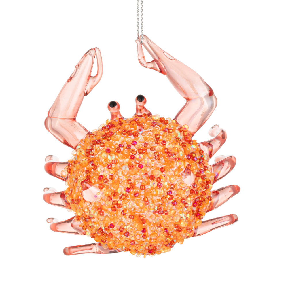 Orange Crab Handblown Glass Ornament | Putti Christmas Decorations