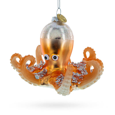 Orange Octopus Glass Ornament | Putti Christmas Decorations