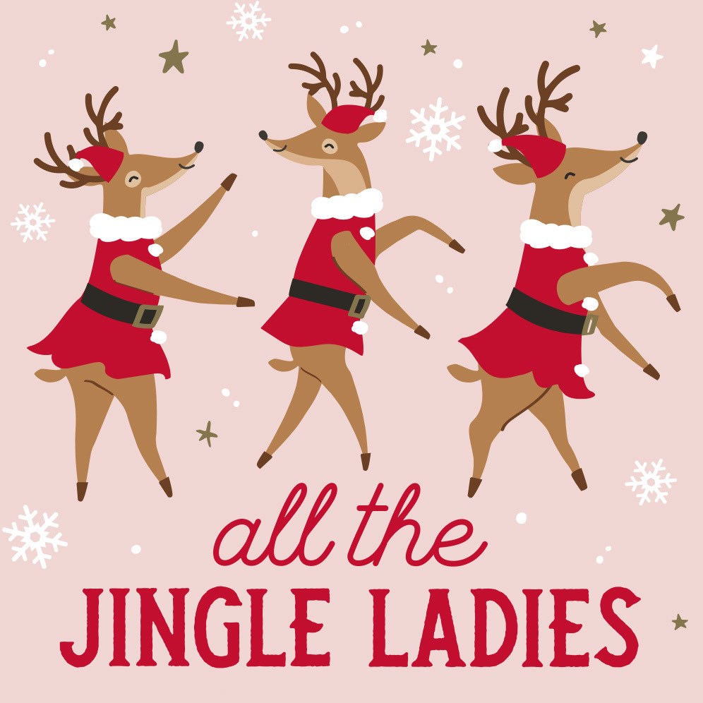 "All the Jingle Ladies" Reindeer Cocktail Napkins | Putti Christmas Entertaining