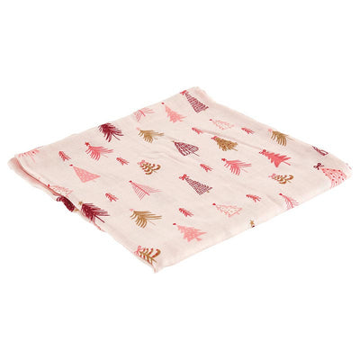 Swaddle with Plush Rattle - Pink Tree | Le Petite Putti