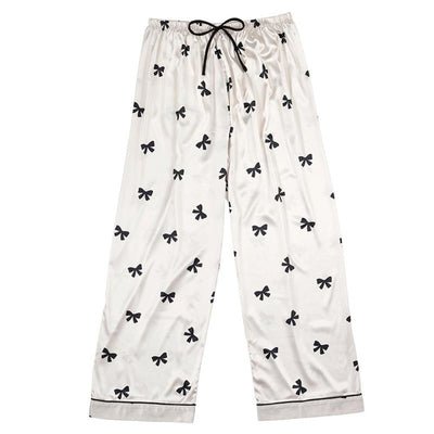 Bella Sleep & Spa Ivory with Black Bows Satin Pajamas | Putti Fine Fashions
