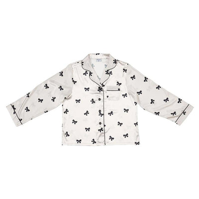 Bella Sleep & Spa Ivory with Black Bows Satin Pajamas | Putti Fine Fashions