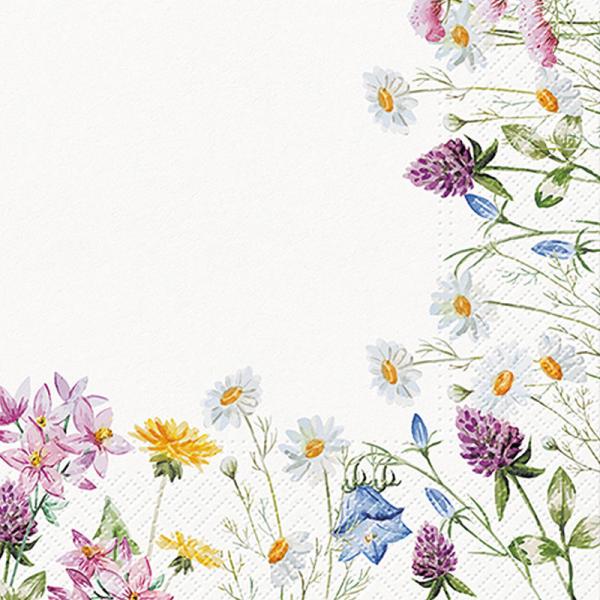 Floral on White Paper Napkins - Lunch | Putti Fine Furnishings