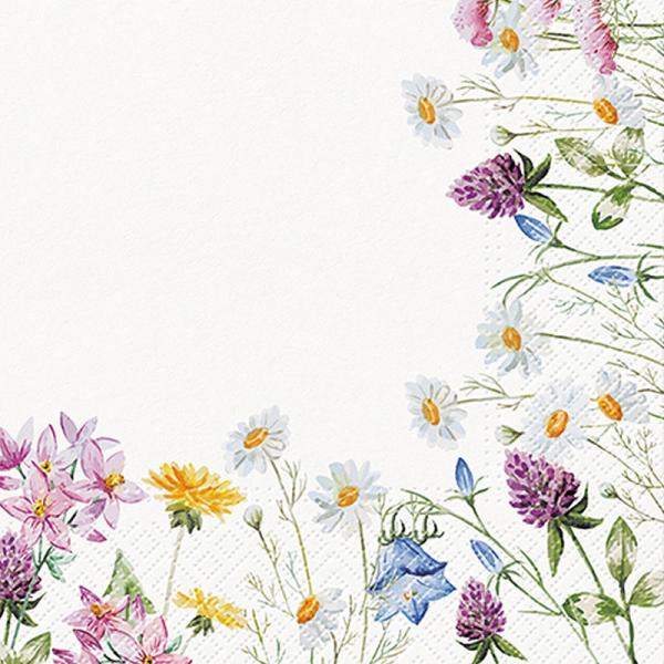 Floral on White Paper Napkins - Lunch | Putti Fine Furnishings 