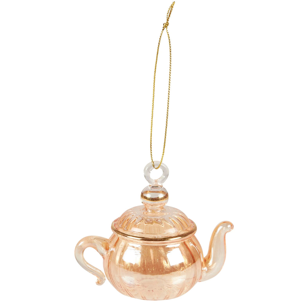 Gold Handblown Glass Teapot Ornament  | Putti Christmas Decorations