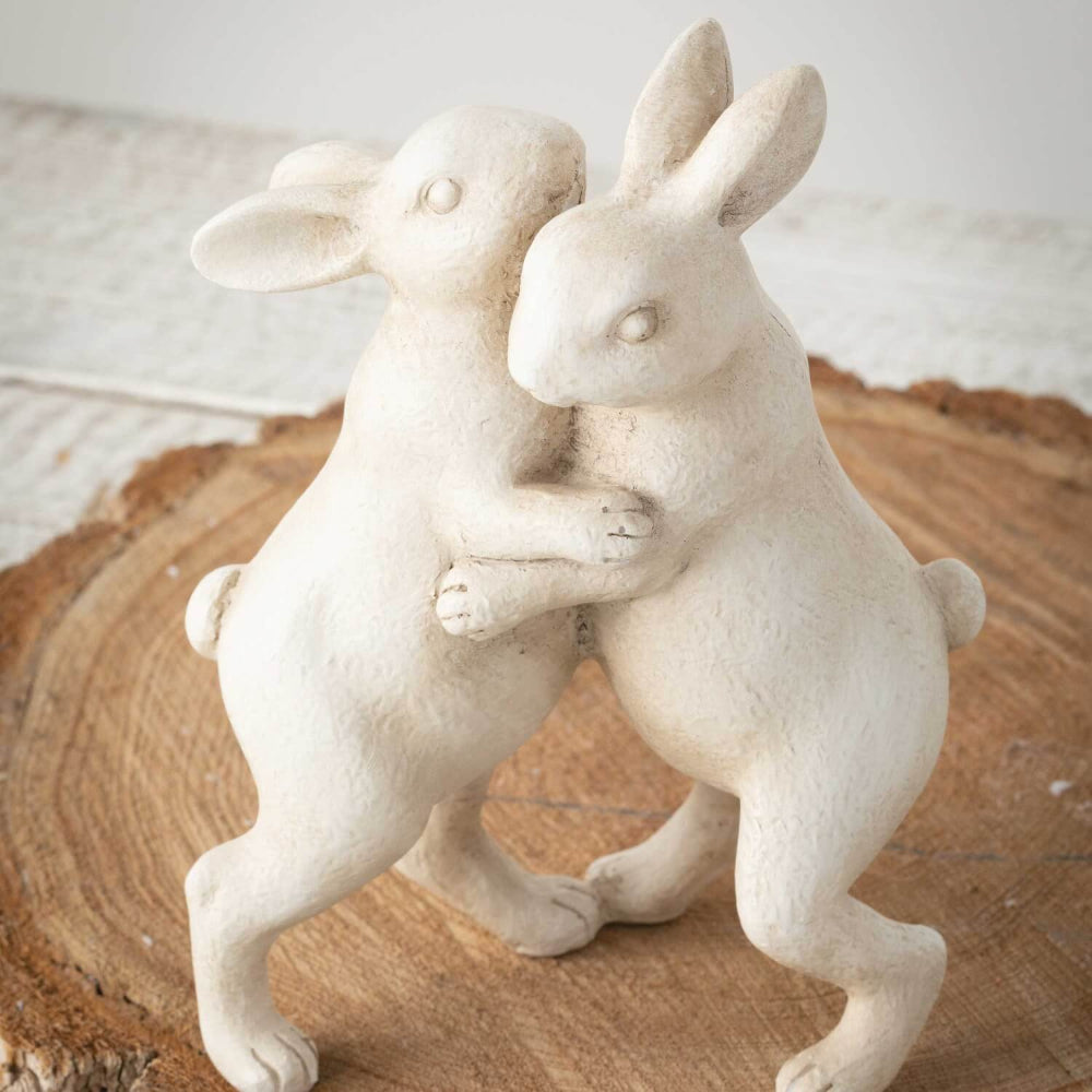 Cream Resin Dancing Bunnies | Putti Fine Furnishings Easter