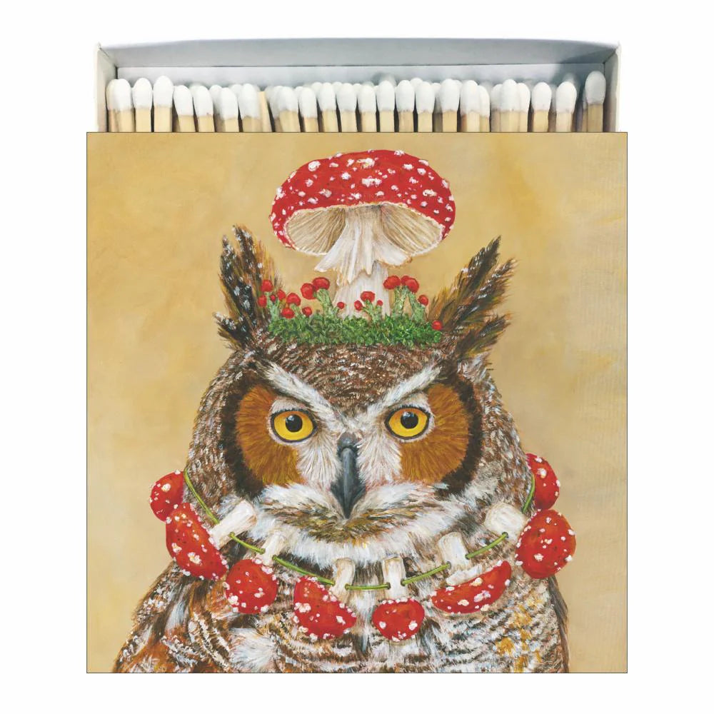 "Pagent Queen" Owls Decoative Square Match Box | Putti Fine Furnishhings