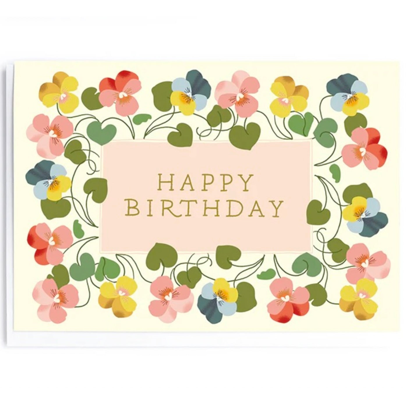 Pansy Border Happy Birthday Greeting Card | Putti Celebrations