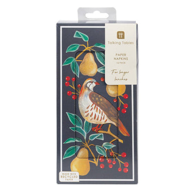 Partridge & Pear Paper Guest Napkins | Putti Christmas Entertaining