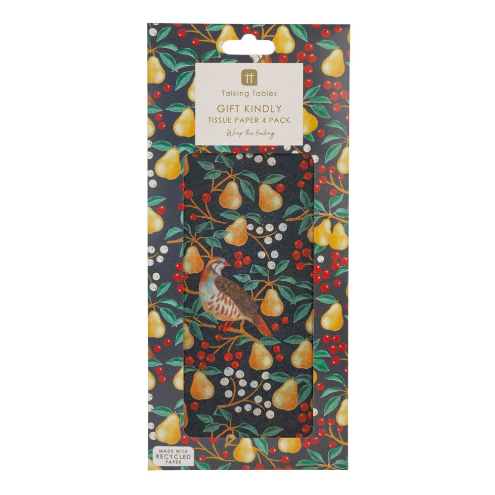 Partridge & Pear Tissue Paper | Putti Christmas Gift Wrapping
