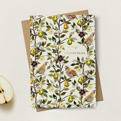 Partridge in a Pear Tree Pattern Christmas Card
