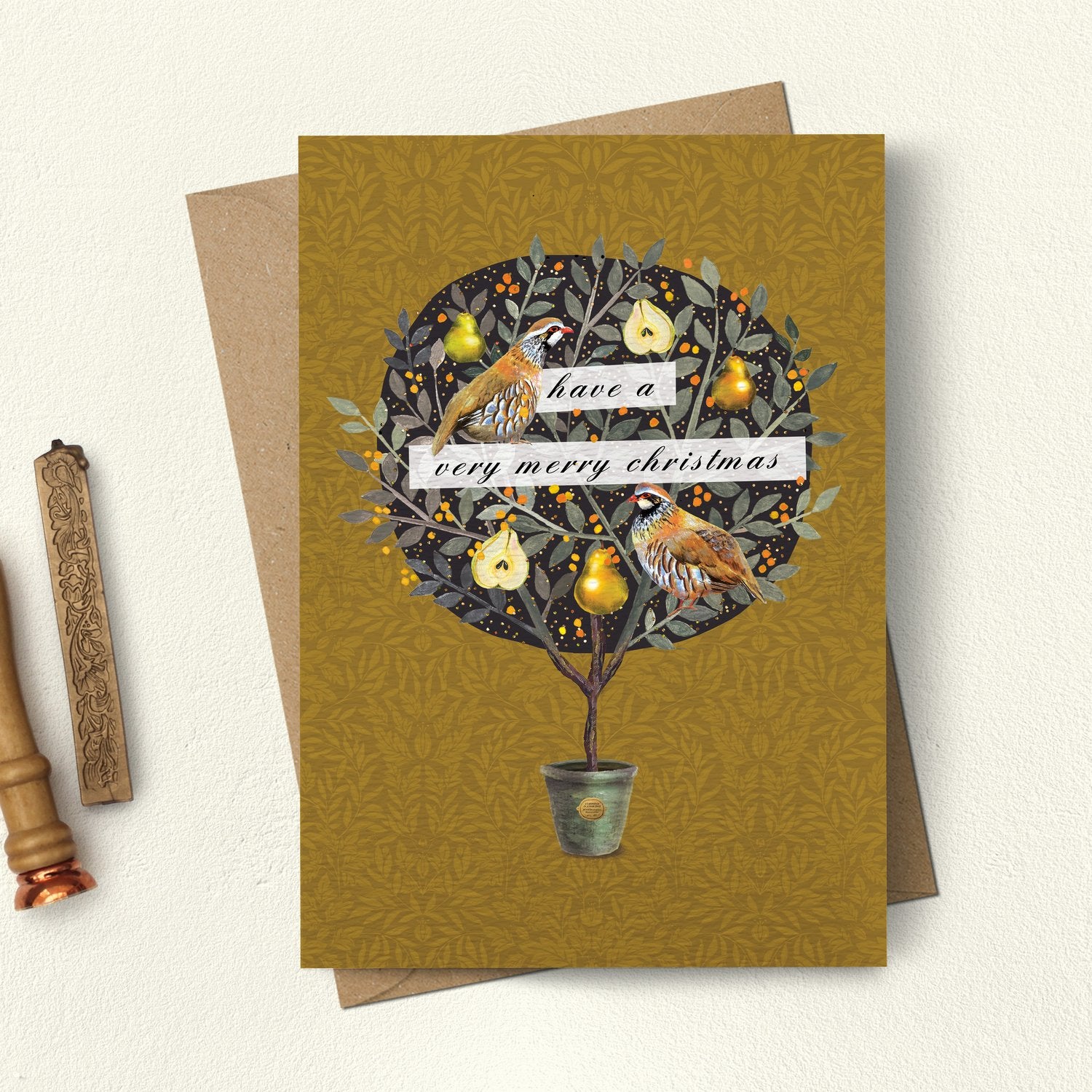 Partridge Round Pear Tree Christmas Card