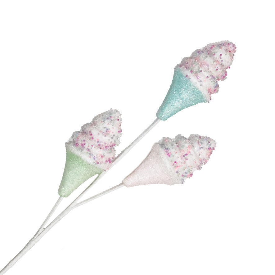 Pastel Icecream Cone Pick | Putti Christmas Decorations