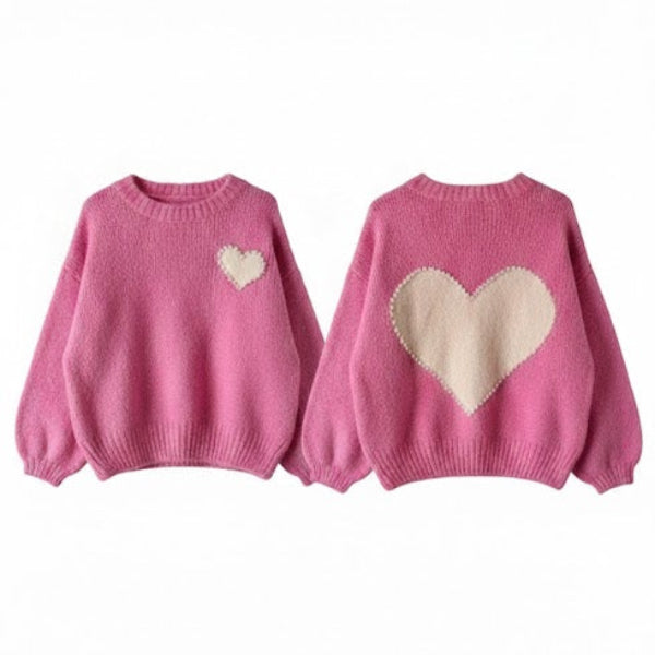 Pearl Heart Sweater - Pink | Putti Fine Fashions