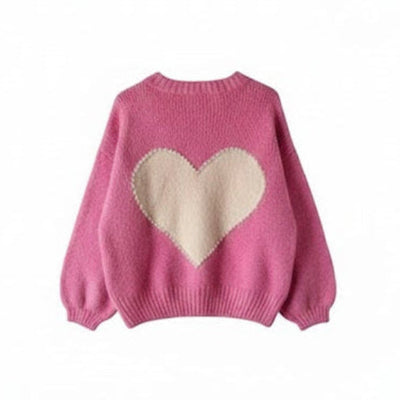 Pearl Heart Sweater - Pink | Putti Fine Fashions