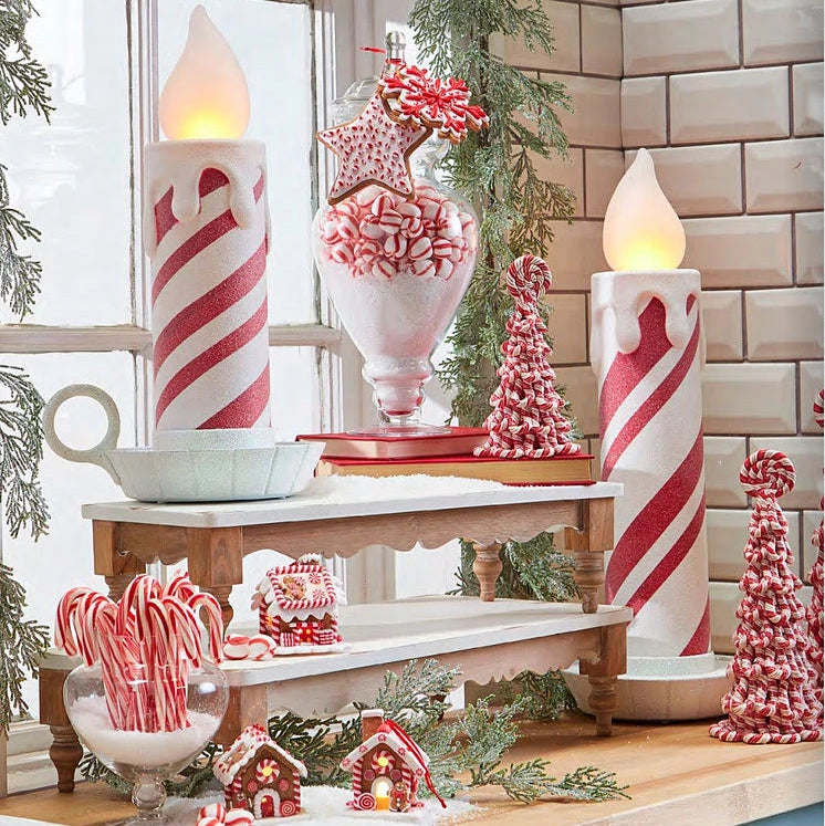 Peppermint Stripe Candle - Small | Putti Christmas Canada