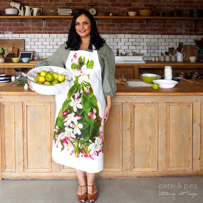 Petal & Pins Apple Blossom Design Apron | Putti Fine Furnishings