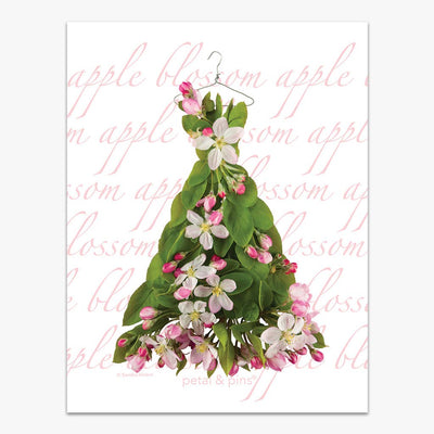 Petal & Pins Linen Tea Towel Apple Blossom Design | Putti Fine Furnishings