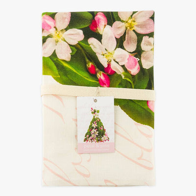 Petal & Pins Linen Tea Towel Apple Blossom Design | Putti Fine Furnishings