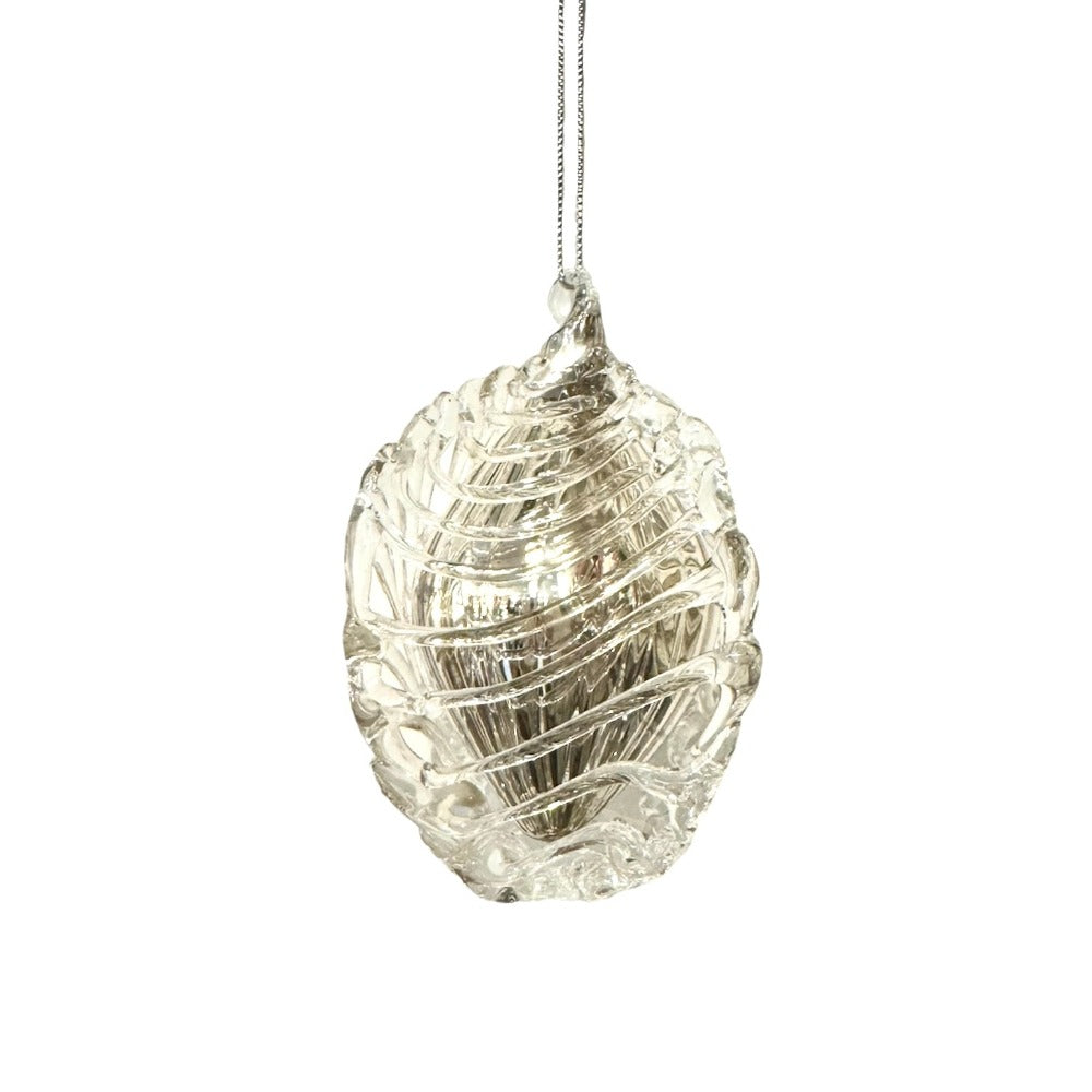 Silver with Spun Glass Double Point Ornament  | Putti Christmas