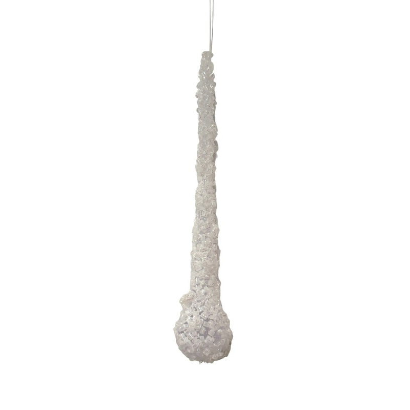 White Ice Beaded Long Drop Ornament | Putti Christmas