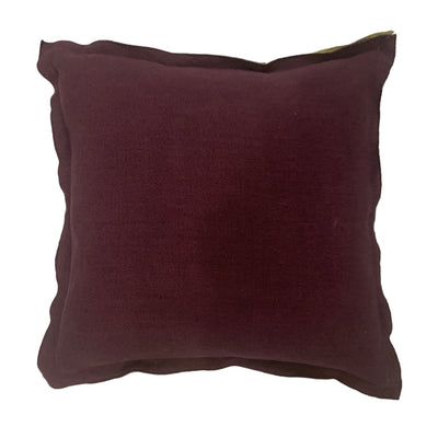 Dark Purple and Green Lino Double Edged Pillow - Square