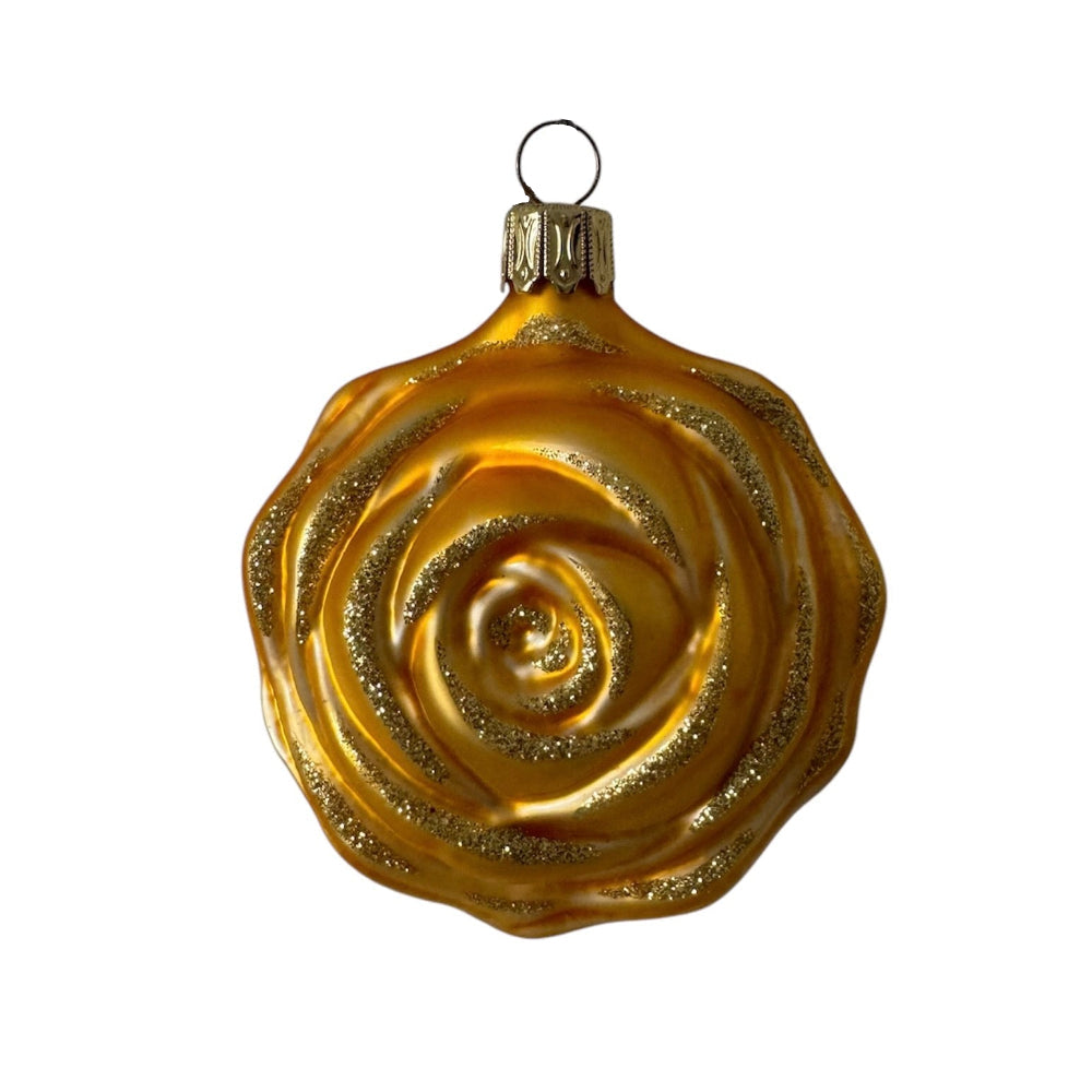 Gold Rose European Glass Ornament