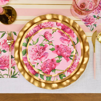 Pink Peony Wavey Paper Dinner Plate