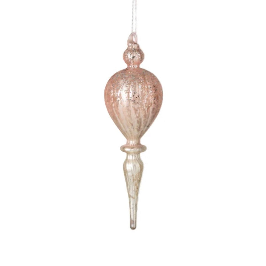 Pink Mercury Glass Finial Ornament  | Putti Christmas Decorations