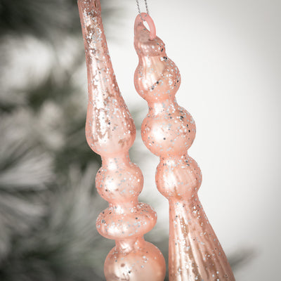Pink Mercury Glass Slim Finial Ornament  | Putti Christmas Decorations