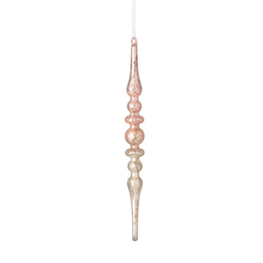 Pink Mercury Glass Slim Finial Ornament  | Putti Christmas Decorations