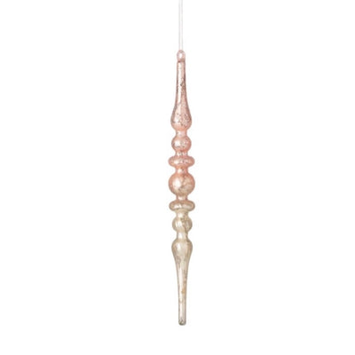 Pink Mercury Glass Slim Finial Ornament  | Putti Christmas Decorations