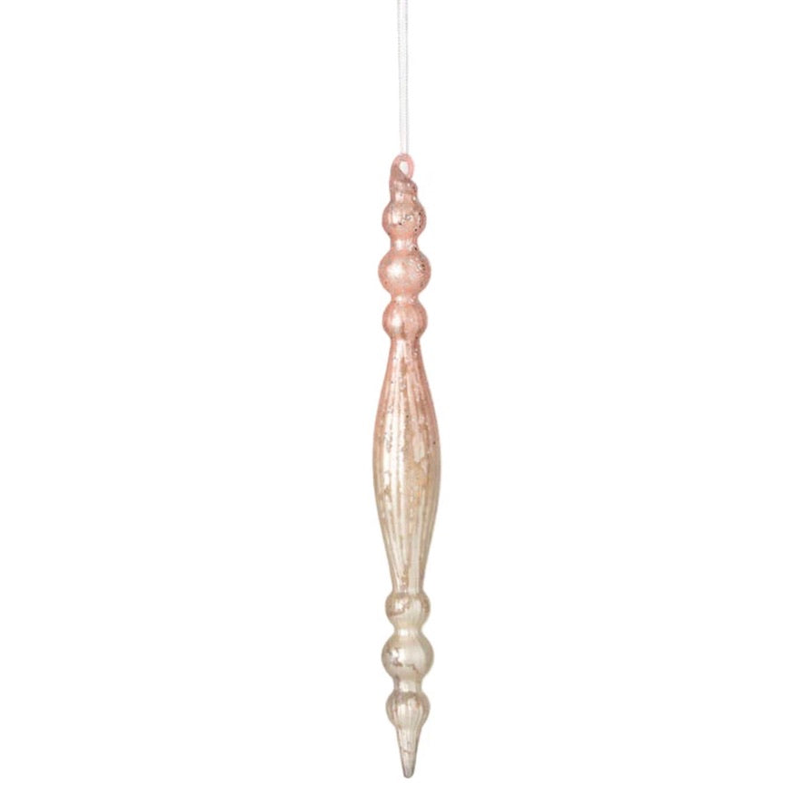 Pink Mercury Glass Slim Finial Ornament  | Putti Christmas Decorations