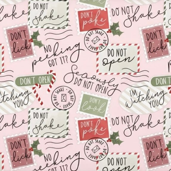 Pink "No Peeking" Christmas Wrapping Paper Sheet - Small  | Putti Christmas