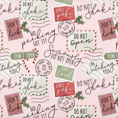 Pink "No Peeking" Christmas Wrapping Paper Sheet - Small  | Putti Christmas