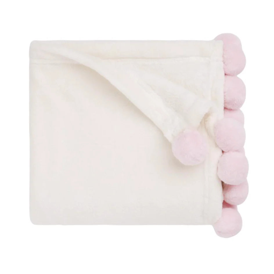 Pink Pom Pom Baby Blanket | Le Petite Putti Canada