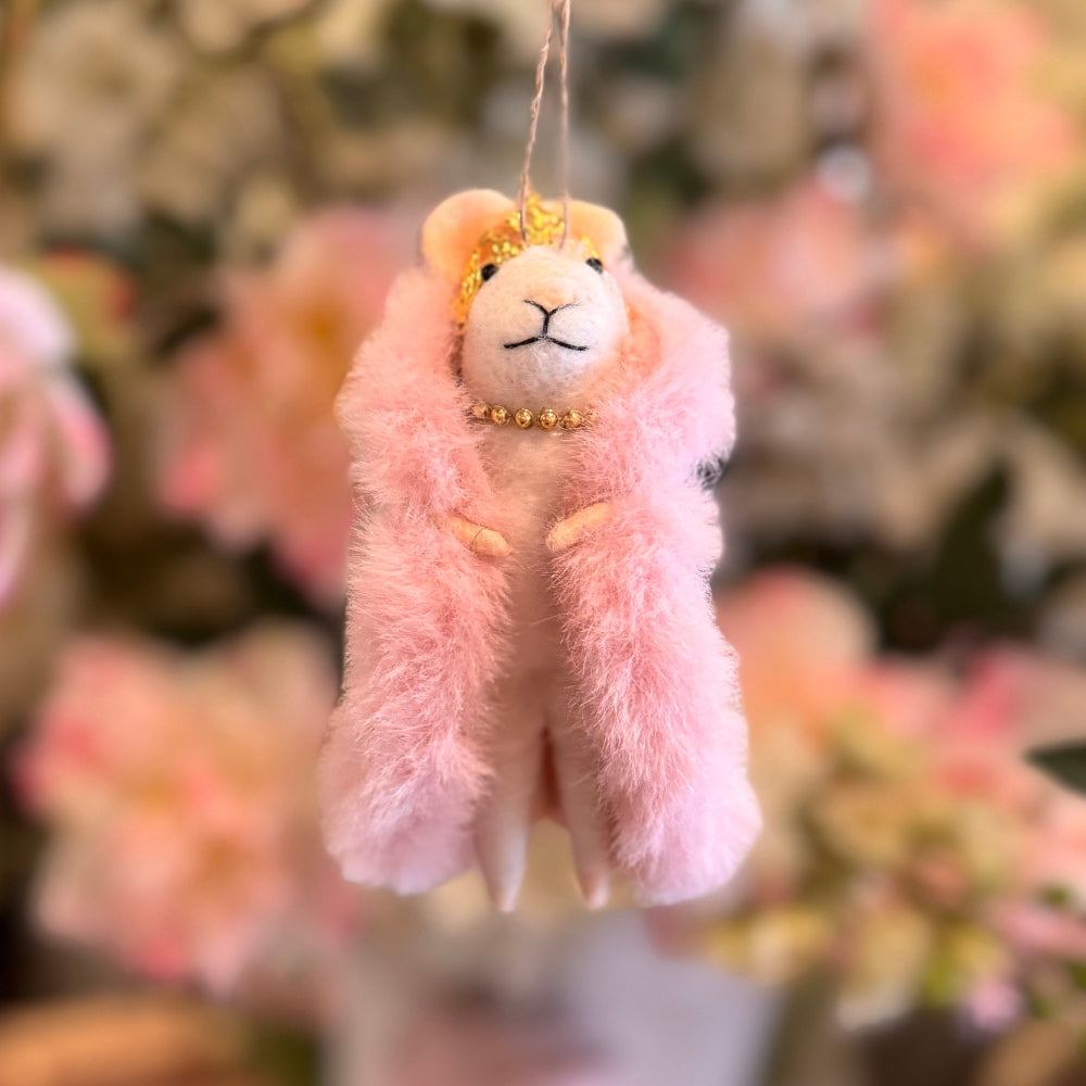 Pink "Princess Pricilla" Felt Mouse Ornament | Putti Decorations