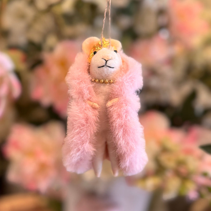 Pink "Princess Pricilla" Felt Mouse Ornament | Putti Decorations