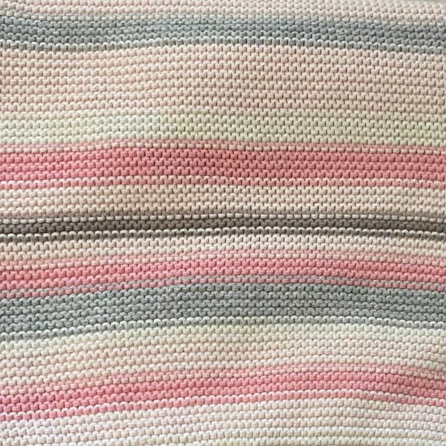 Pink and Grey Stripe Cotton Baby Blanket | Le Petite Putti Canada