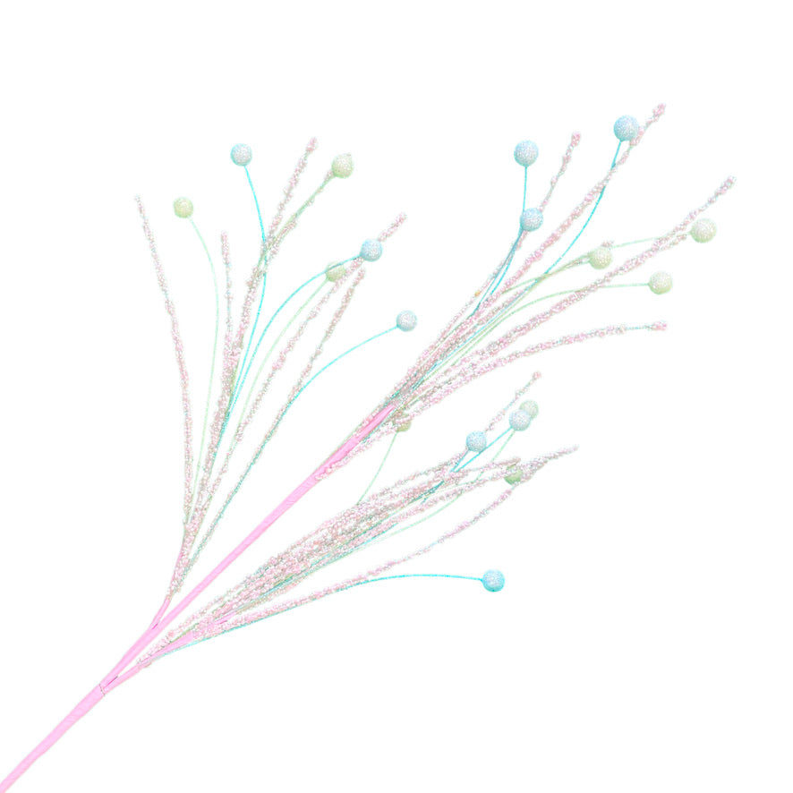 Pink glitter twigs with Pastel Balls Pick | Putti Christmas Decorations