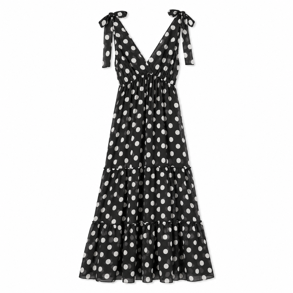 Polka Dot Maxi Dress - Black | Putti Fine Fashions