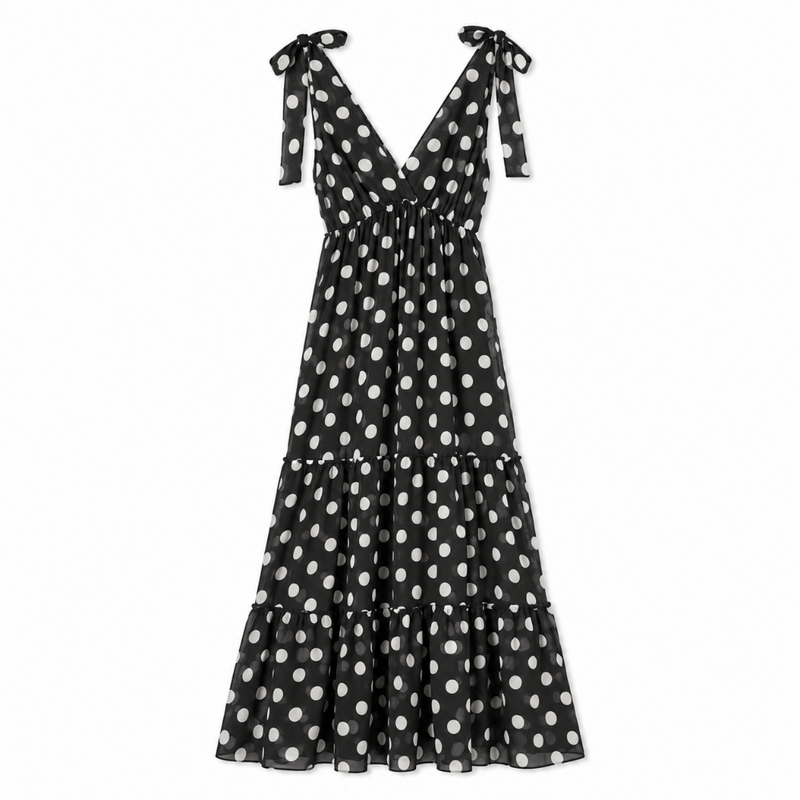 Polka Dot Maxi Dress - Black | Putti Fine Fashions