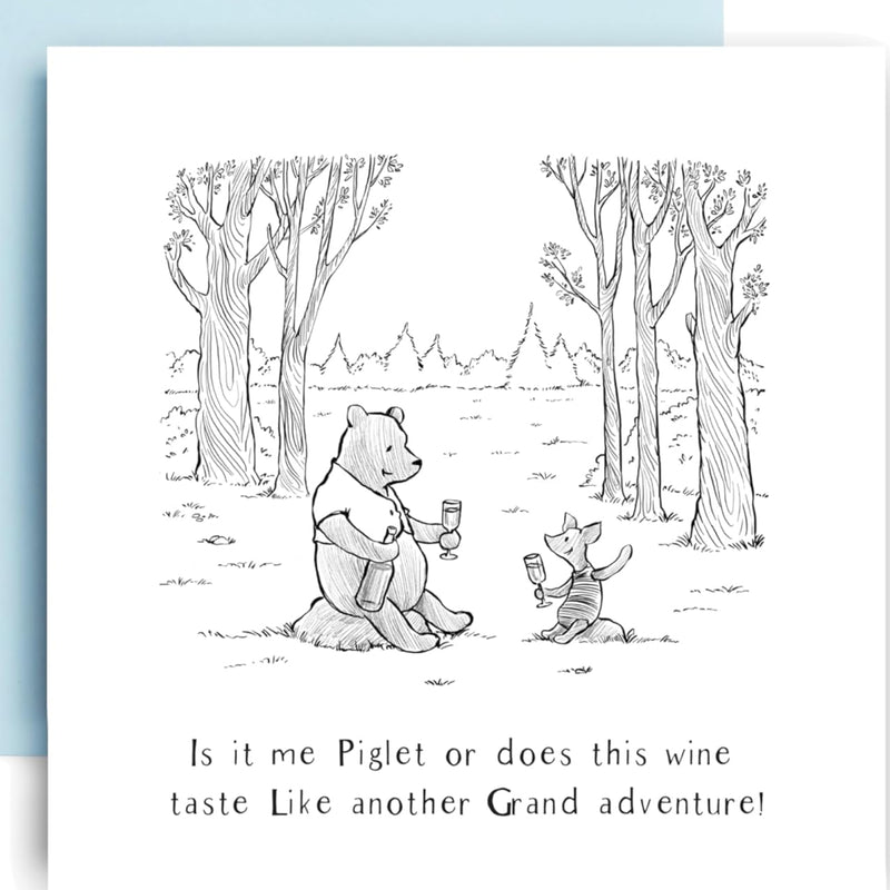 Pooh Piglet Wine Adventure Greeting Card | Putti Celebrations