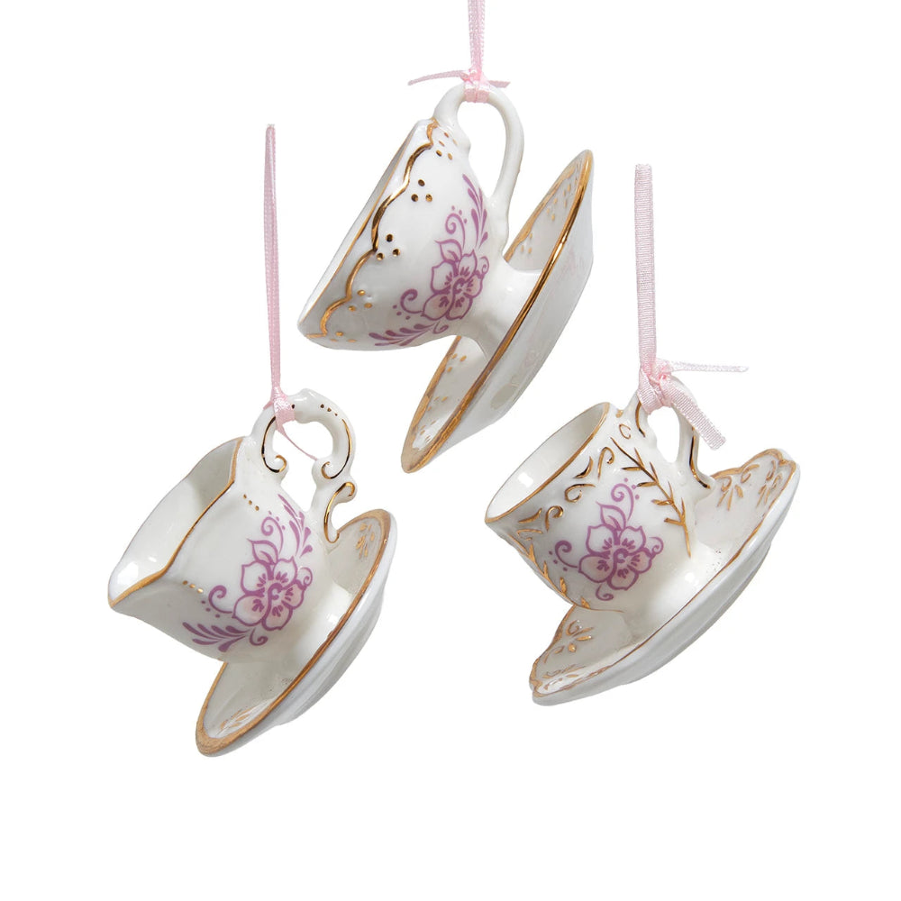 Pink Porcelain Teacup Ornament | Putti Christmas Decorations