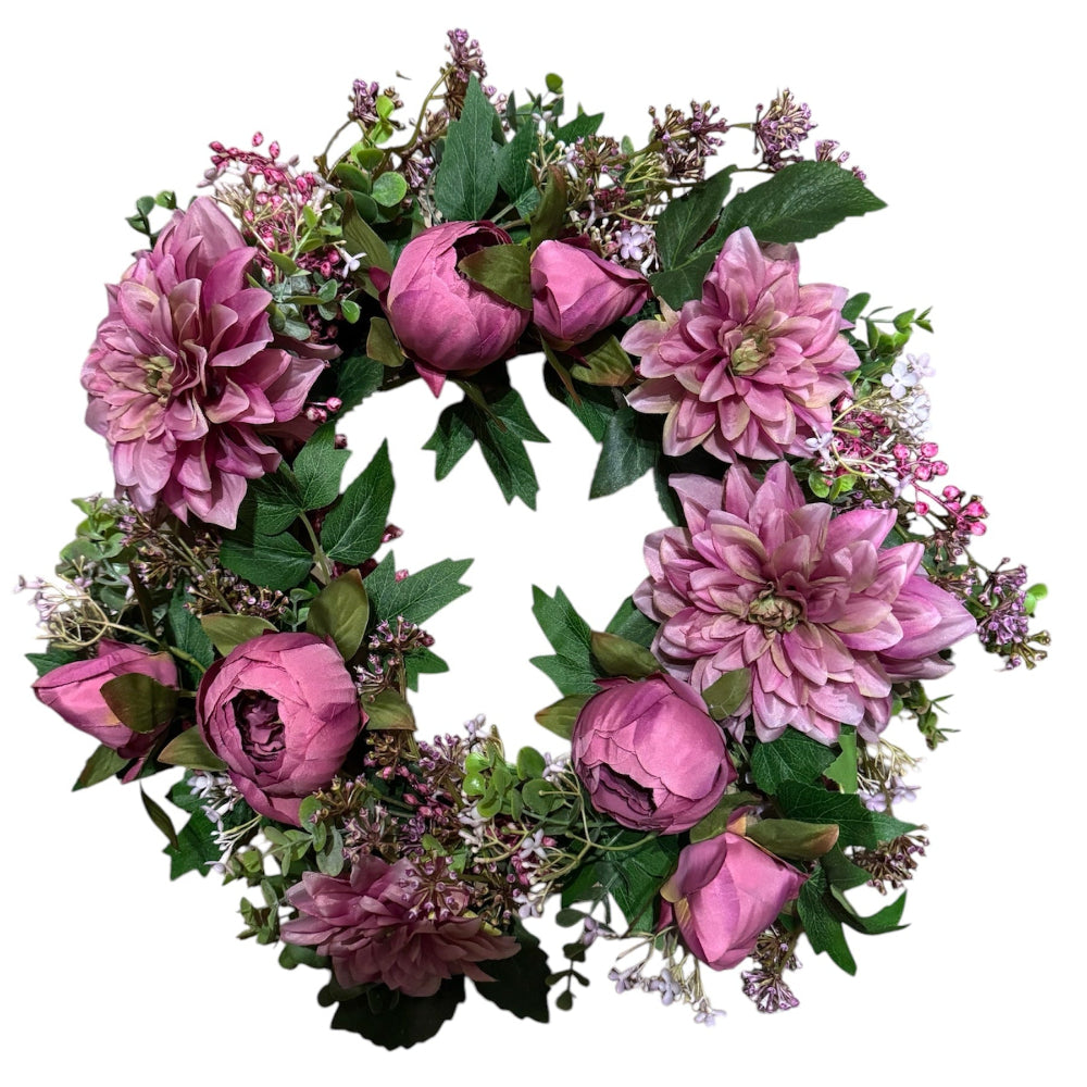 Purple Dahlia Wreath | Putti Fine Furnishings Canada