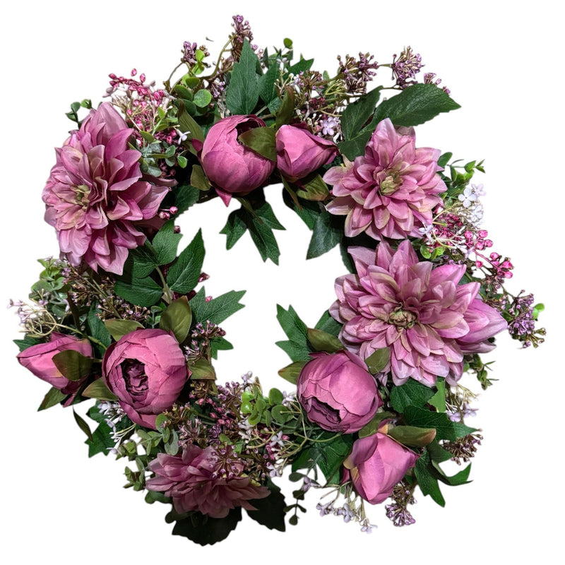 Purple Dahlia Wreath | Putti Fine Furnishings Canada