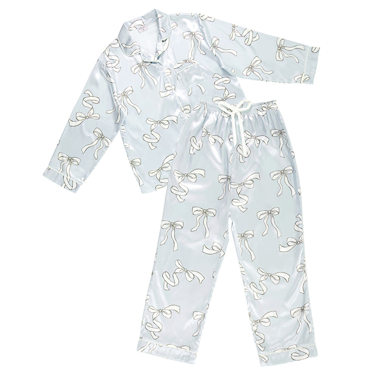Blue Bow Satin Pajamas