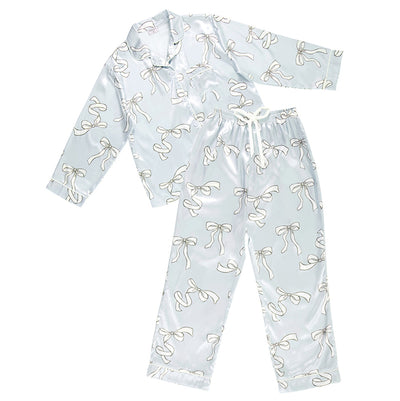 Blue Bow Satin Pajamas