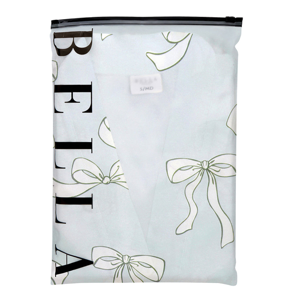 Blue Bow Satin Ruffled Robe | Putti Fine Fashions